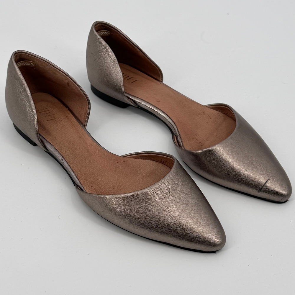 J. Jill Womens Metallic Bronze Leather Pointed Toe d'Orsay Flats Size 8